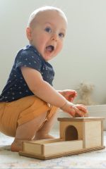 Koka kastīte ar bumbu/Objektu pastāvības kaste ar paplāti ZAĻA - Attēls 4