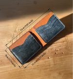 Klasisks salokāms Badalassi Carlo Pueblo ādas maks Navy, roku šūts - Attēls 4