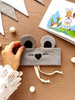 Peles galvas maska bērniem no dabīga auduma, piemērota svētkiem un rotaļām.