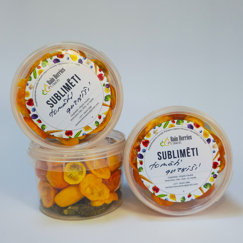 Sublimēti pikantie tomātiņi ar mini gurķīšiem