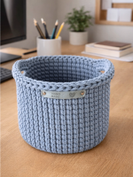 Tamborēti interjera grozi PELNU PELĒKS vidējais ar rokturiem - Attēls 3