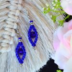 Makrame auskari acs formā ar stikla pērli, 4 krāsas - Attēls 5