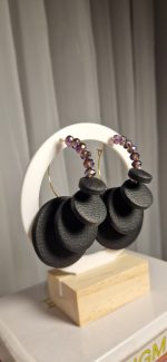 Melni auskari ar mirdzošām pērlītēm - Attēls 2