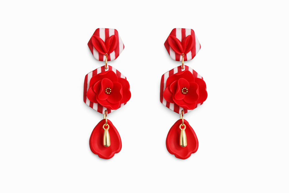 Auskari sarkanie ZIEDI