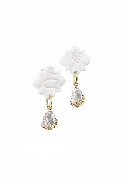 Balti auskari ar kristālu