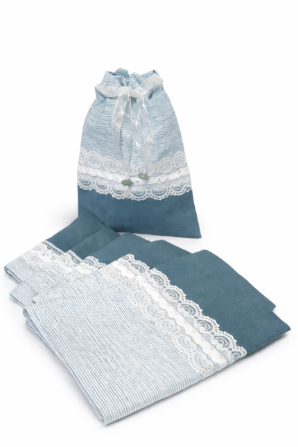 Auduma dāvanu maisiņš ar mežģīni un lentīti