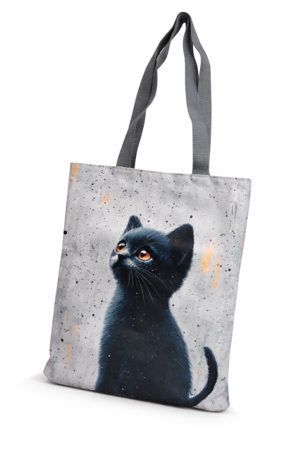 auduma iepirkuma maisiņš ar kaķi