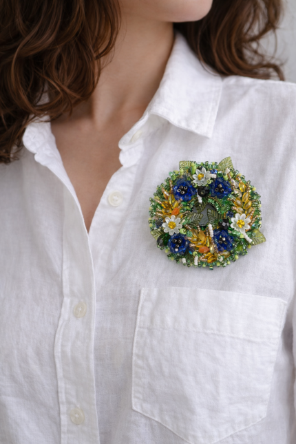 Broša Jāņu ziedu vainags | Plavas ziedu vainags