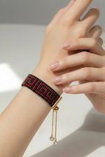 rokassprādze plata melna ar sarkanu