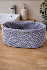 Tamborēts interjera grozs VIJA ovāls, pelēks - Attēls 5