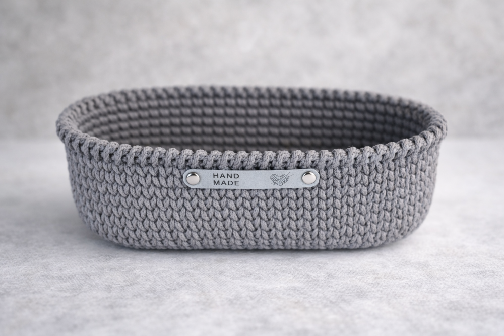 Tamborēts ovāls interjera grozs GRAFIT haki