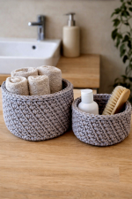 Tamborēts interjera grozs VIJA ovāls, pelēks - Attēls 6