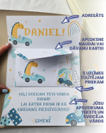 Personalizētas aploksnes bērniem. Bērnu dāvanu aploksnes dažādos dizainos – ar jūras dzīvniekiem, baloniem un dinozauriem, piemērotas dzimšanas dienai un vārda dienai, izlaidumiem.