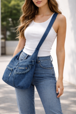 Džinsa auduma pleca soma - Attēls 3