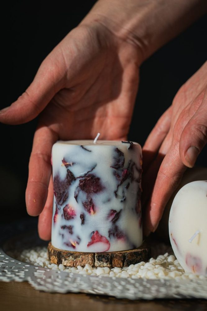 Botāniskā svece no dabīgā vaska ROZE