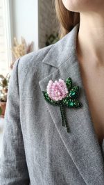 Broša (piespraude) rozā TULPE