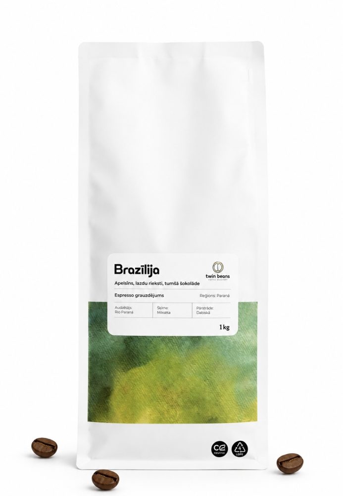 Latvijā svaigi grauzdēta kafija Brazīlija.