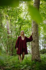 Lina kimono halāts ar mežģīni BORDO - Attēls 4