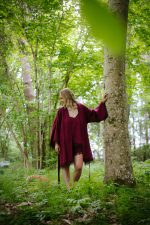 Lina kimono halāts ar mežģīni BORDO - Attēls 3