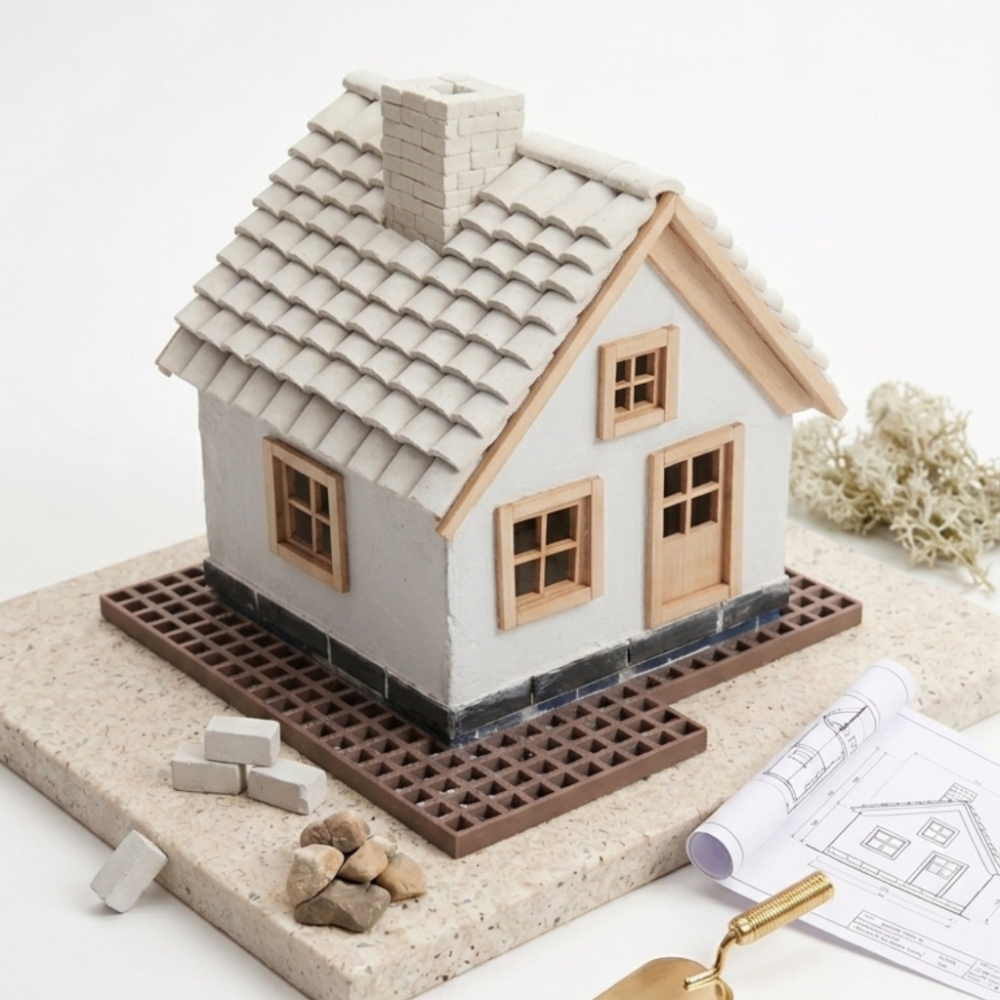 Miniatūras mājas būvēšanas komplekts pieaugušajiem