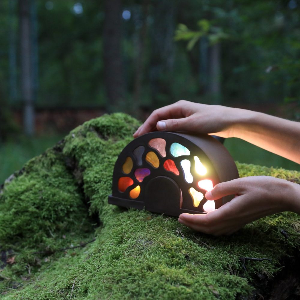 LED naktslampa ar gliemežvāku lodziņiem