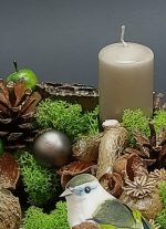 Dekors Adventei vainags ar zaļo putnu - Attēls 2