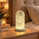 LED nakts lampa ar tumsā spīdošiem akmentiņiem - Attēls 3