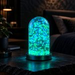 LED nakts lampa ar tumsā spīdošiem akmentiņiem